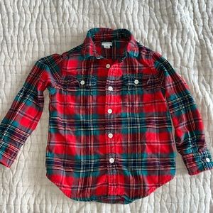 J.Crew CrewCuts red/green plaid flannel button up shirt | 4-5 T